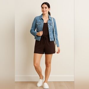 Energie Brown Embroidered Romper SZ XL